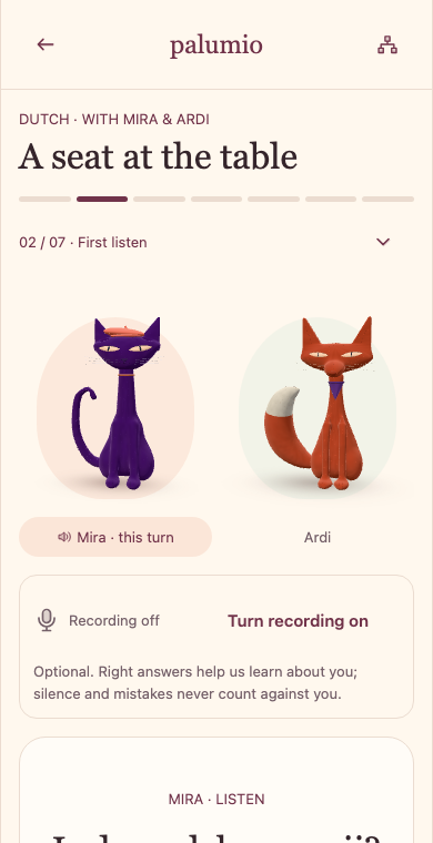 A Dutch conversation with 3D characters and phrase support